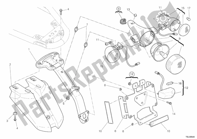 All parts for the Taillight of the Ducati Sportclassic Sport 1000 USA 2008